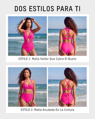 Bikini Moldeador de Talle Alto con Malla