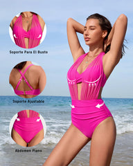 Bikini Moldeador de Talle Alto con Malla