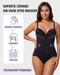 Body Moldeador de Tirantes con Escote en V y Control de Abdomen