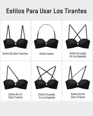 Brasier Sin Tirantes con Cierre Frontal y Soporte Push-Up