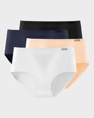 Pack de 4 panties de algodón sin costuras de cintura alta con efecto realce