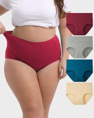 Paquete de 4 Panties de algodón de cintura alta y cobertura completa