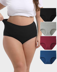 Paquete de 4 Panties de algodón de cintura alta y cobertura completa