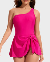 Traje De Baño De Una Pieza Con Falda Y Un Hombro