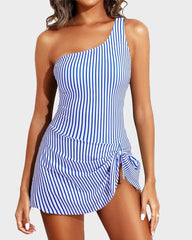 Traje De Baño De Una Pieza Con Falda Y Un Hombro