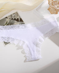 Paquete de 9 Panties de algodón acanalado con encaje de talle medio