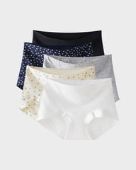 Pack de 4 panties de algodón sin costuras de cintura alta con máximo confort