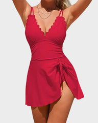 Traje De Baño Tipo Vestido De Una Pieza Con Control De Abdomen