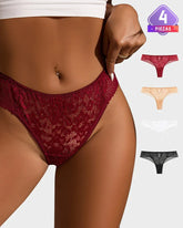 Panty tipo tanga de encaje floral con recortes sensuales