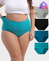 Paquete de 4 Panties de algodón de cintura alta y cobertura completa