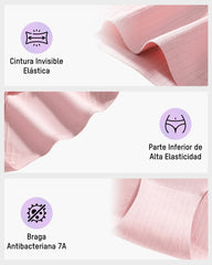 Pack de 4 panties de algodón sin costuras de cintura alta con efecto realce