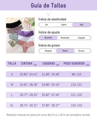 Paquete de 9 Panties de algodón acanalado con encaje de talle medio