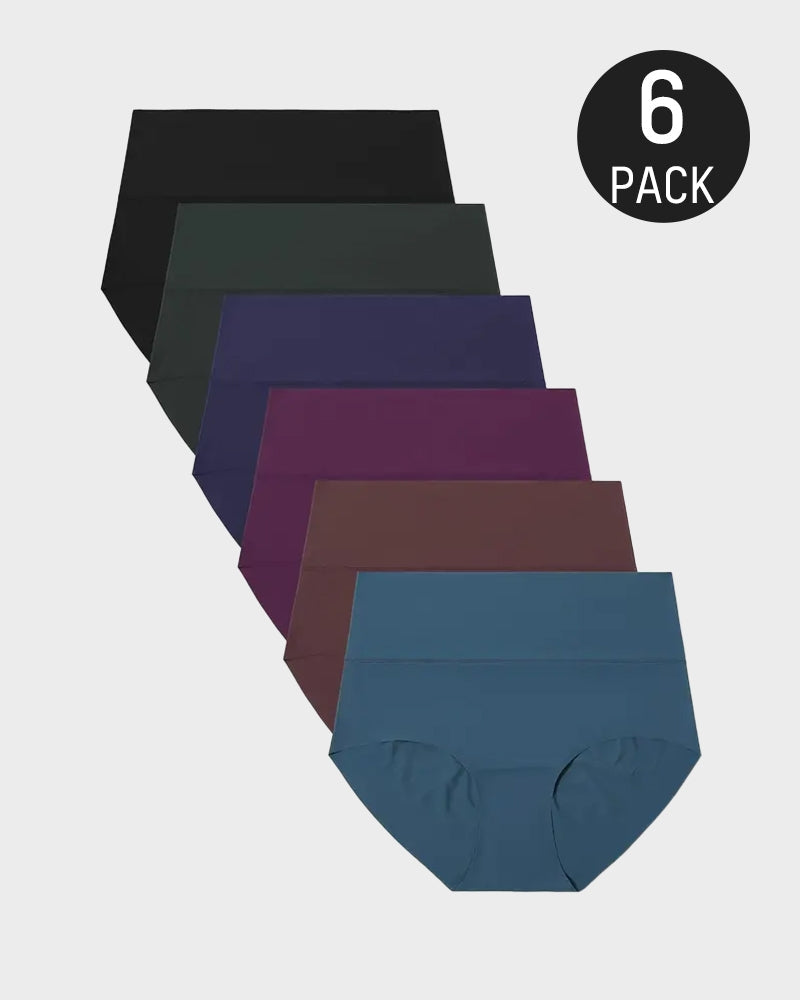Paquete de 6 Panties Cómodos Sin Costuras de Cintura Alta