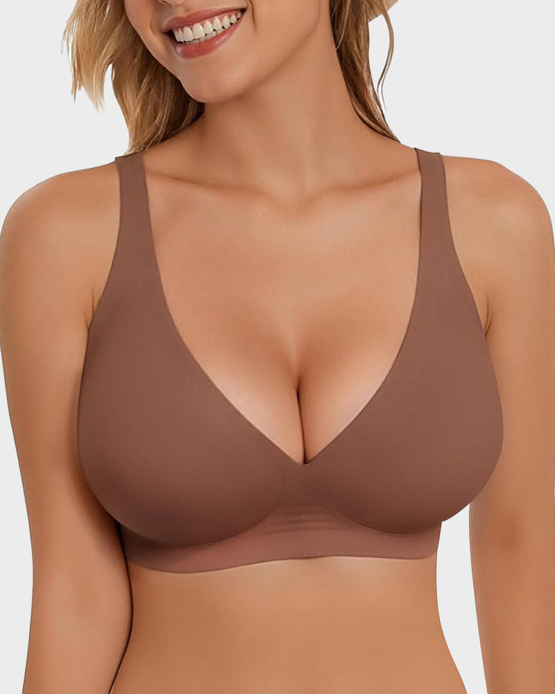 Brasier Push-Up sin Varillas con Escote Profundo en V y sin Costuras