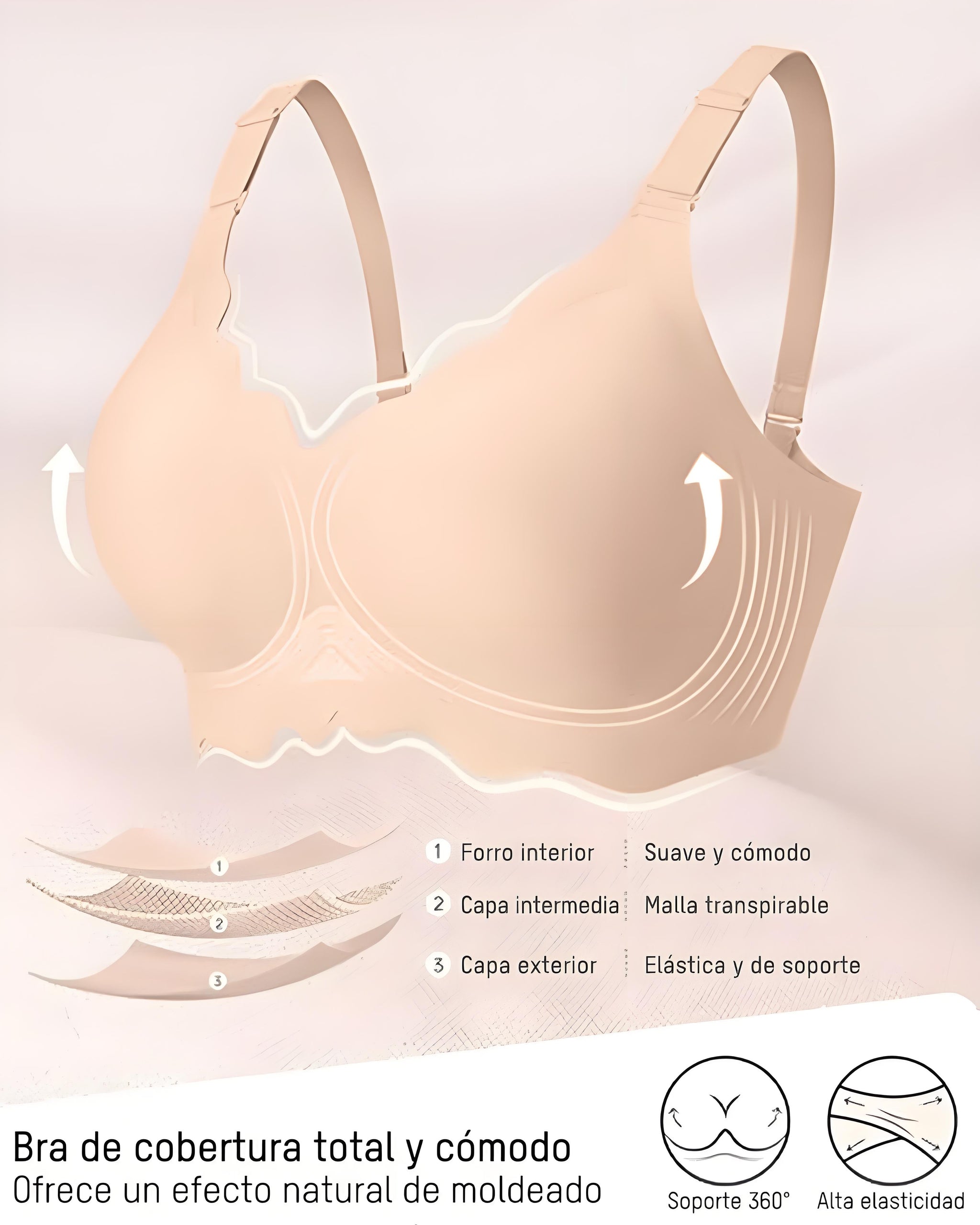 Sujetador Jelly Sin Aros de Cobertura Total con Borde Ondulado