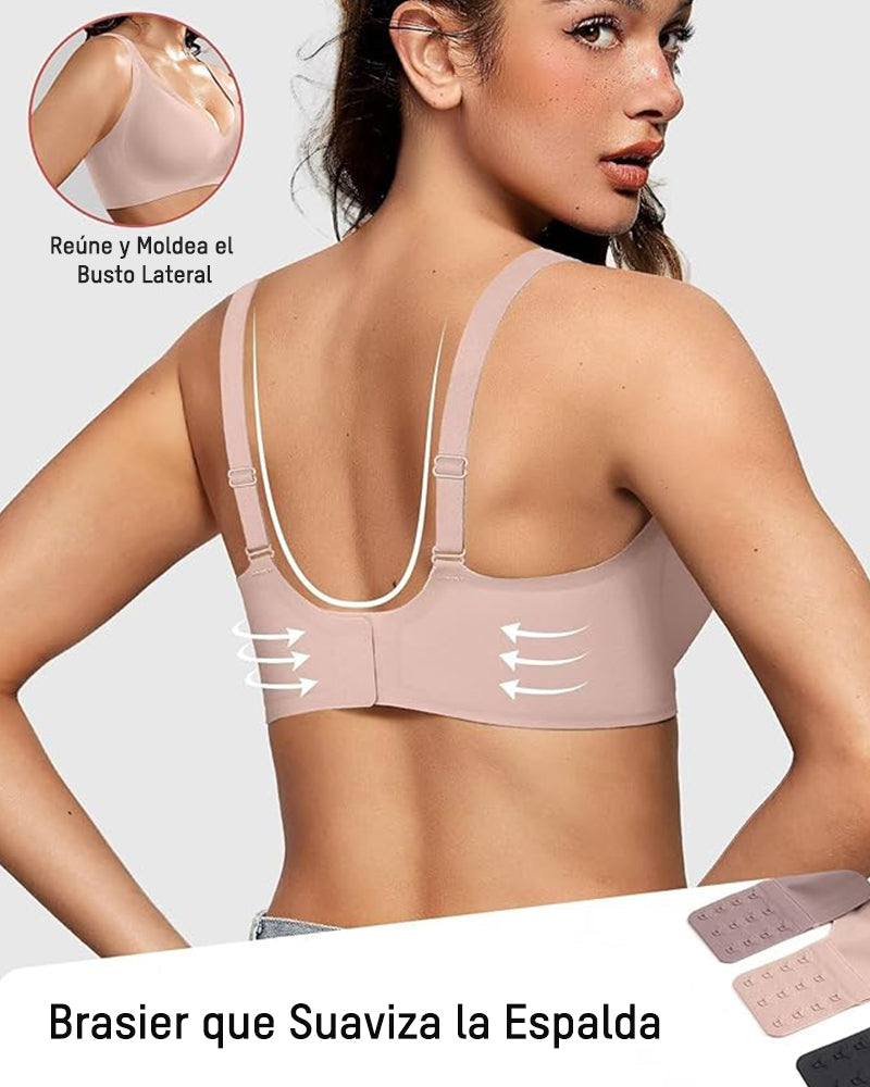 Brasier Push-Up sin Varillas con Escote Profundo en V y sin Costuras