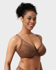 Sujetador Minimizer de Encaje con Cobertura Total - Pétalo-Café