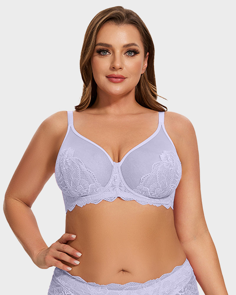 Sujetador Minimizer de Encaje con Cobertura Total - Morado