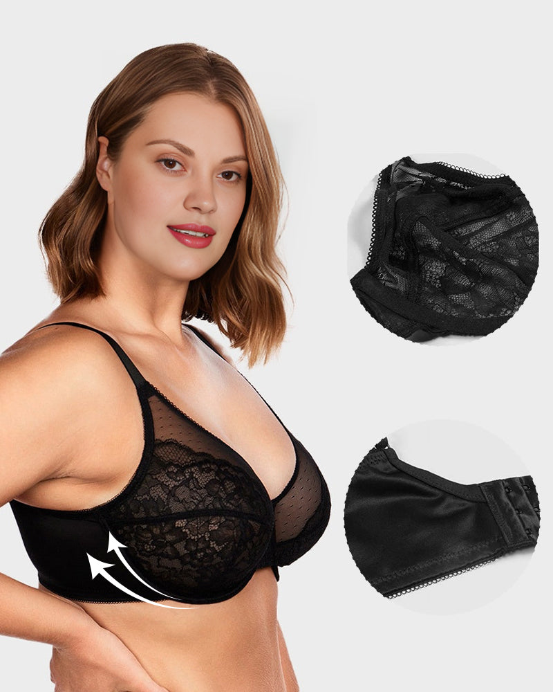 Sujetador Minimizer de Encaje con Cobertura Total - Pétalo-Café