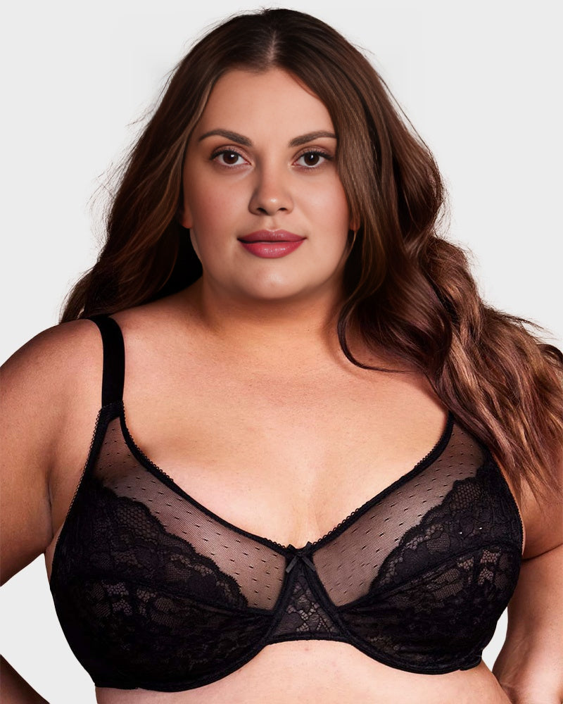 Sujetador Minimizer de Encaje con Cobertura Total - Pétalo-Café