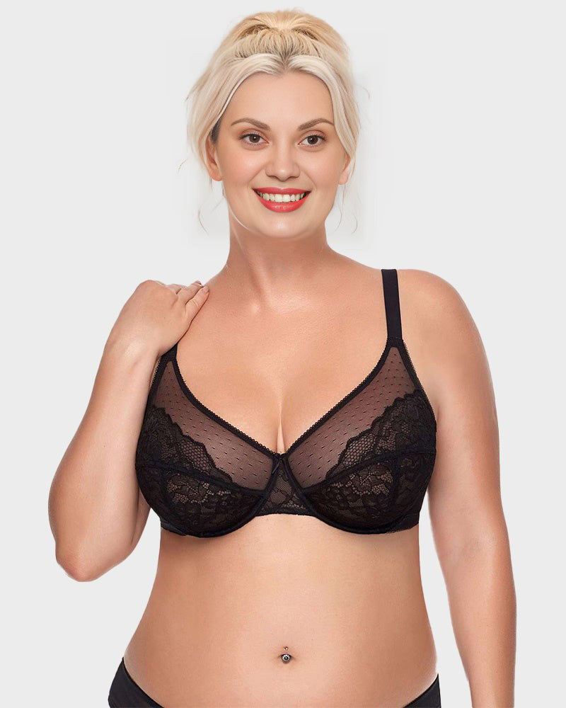 Sujetador Minimizer de Encaje con Cobertura Total - Pétalo-Café