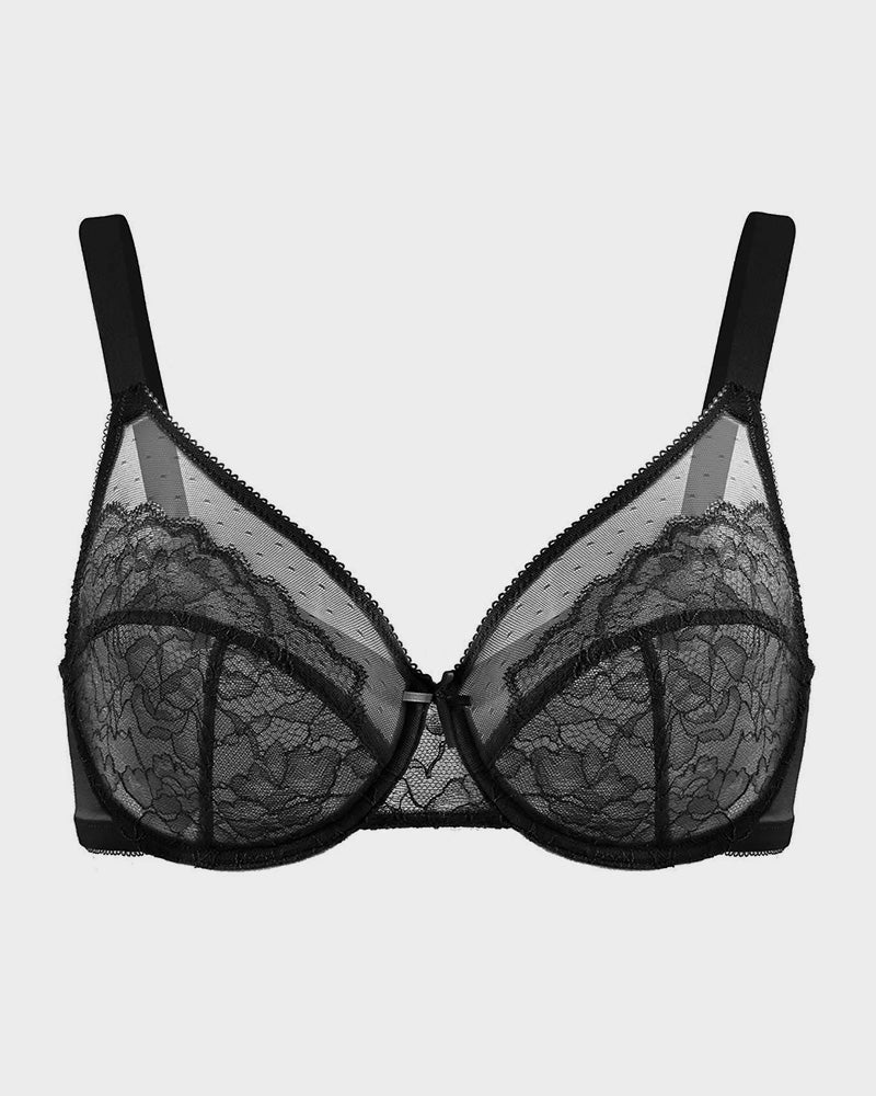 Sujetador Minimizer de Encaje con Cobertura Total - Pétalo-Café