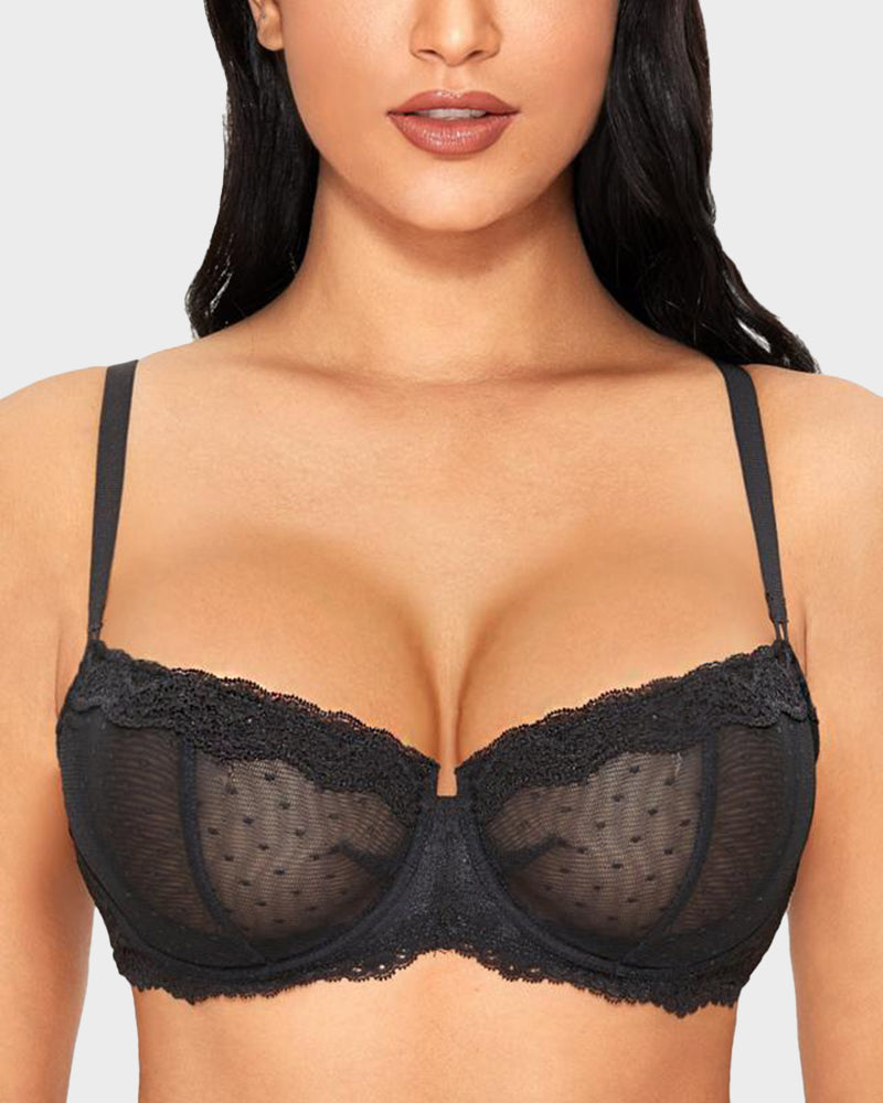 Brasier Balconette Demi de Encaje Transparente con Varilla – Sensual y Cómodo