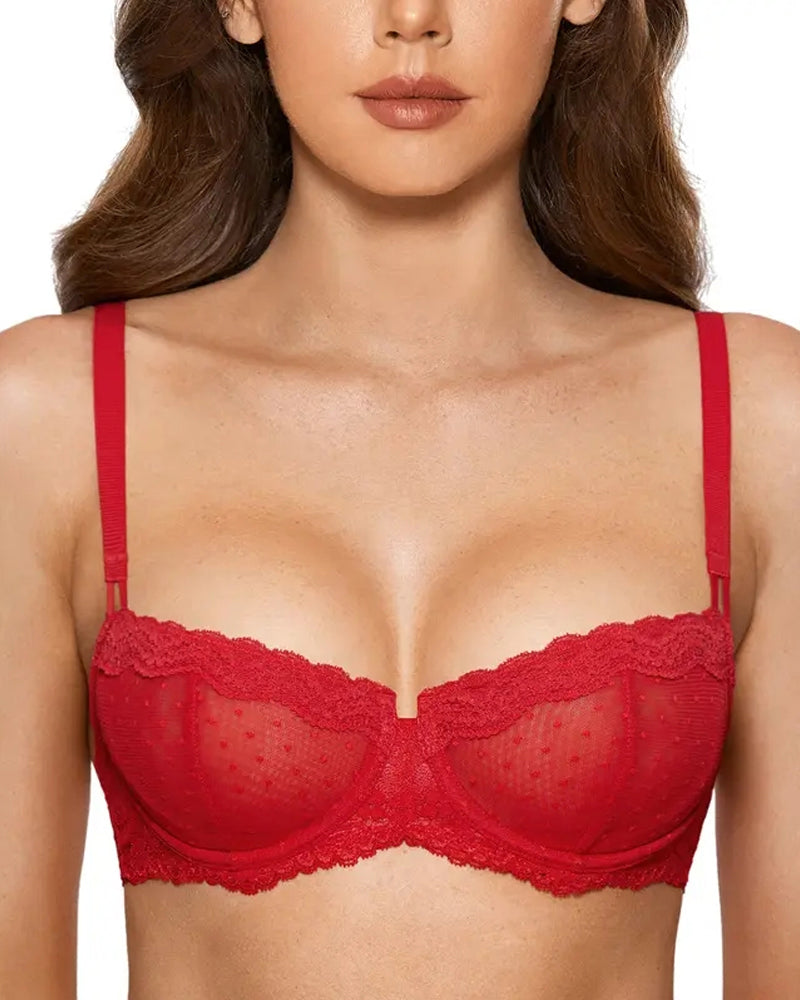 Brasier Balconette Demi de Encaje Transparente con Varilla – Sensual y Cómodo