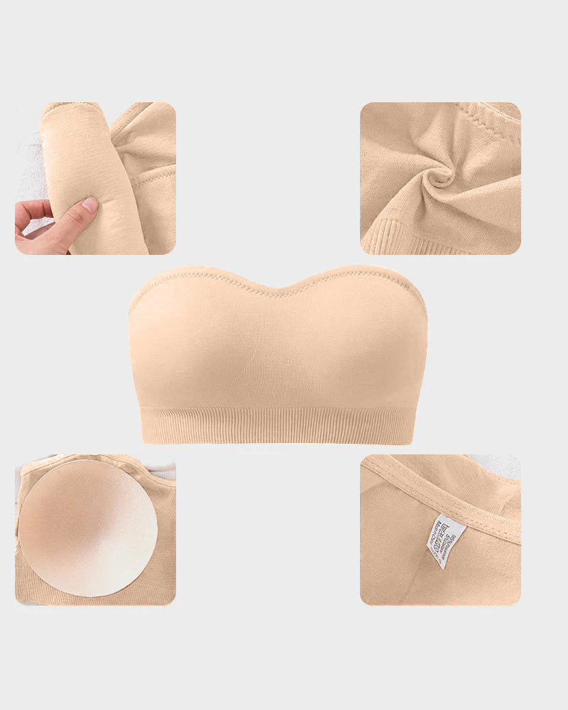 Brasier strapless sin varilla, sin costuras y antideslizante