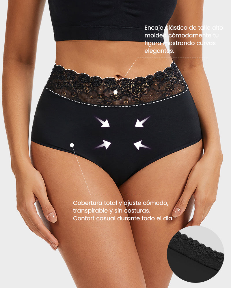 Pack de 5 Bragas Hipster de Algodón con Encaje
