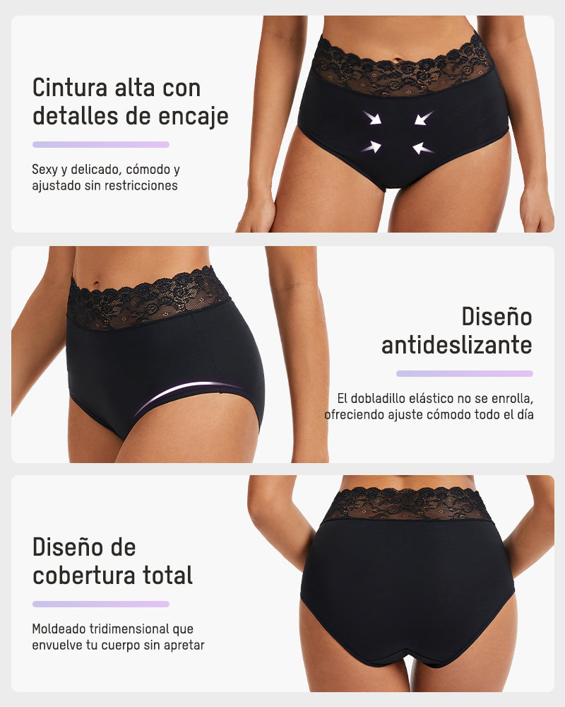 Pack de 5 Bragas Hipster de Algodón con Encaje