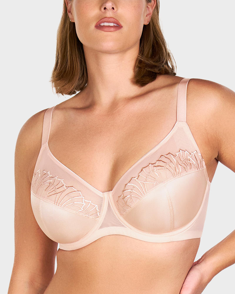 Sujetador Minimizer de Encaje con Perlas y Brillo para Tallas Grandes