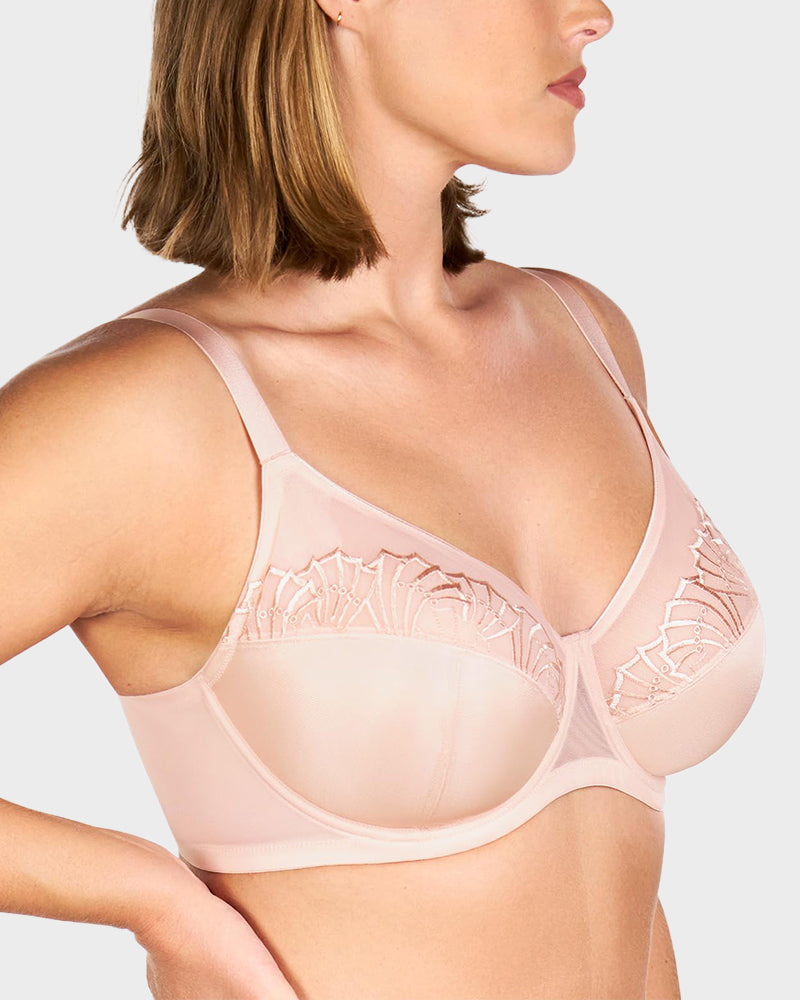 Sujetador Minimizer de Encaje con Perlas y Brillo para Tallas Grandes