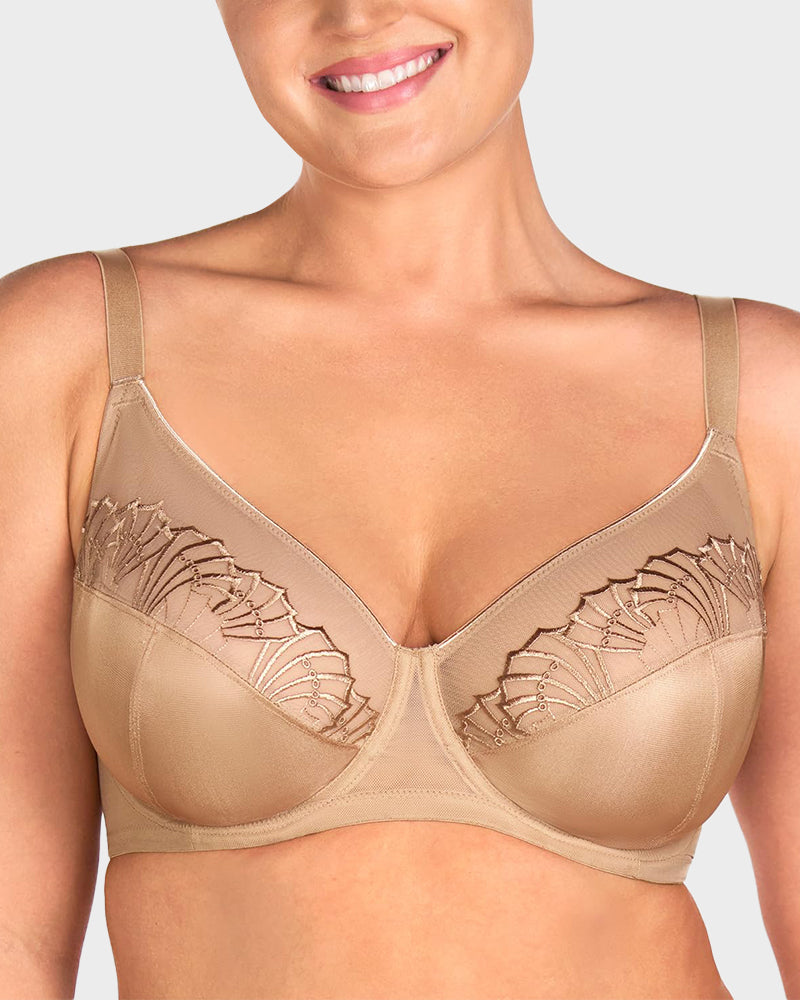 Sujetador Minimizer de Encaje con Perlas y Brillo para Tallas Grandes
