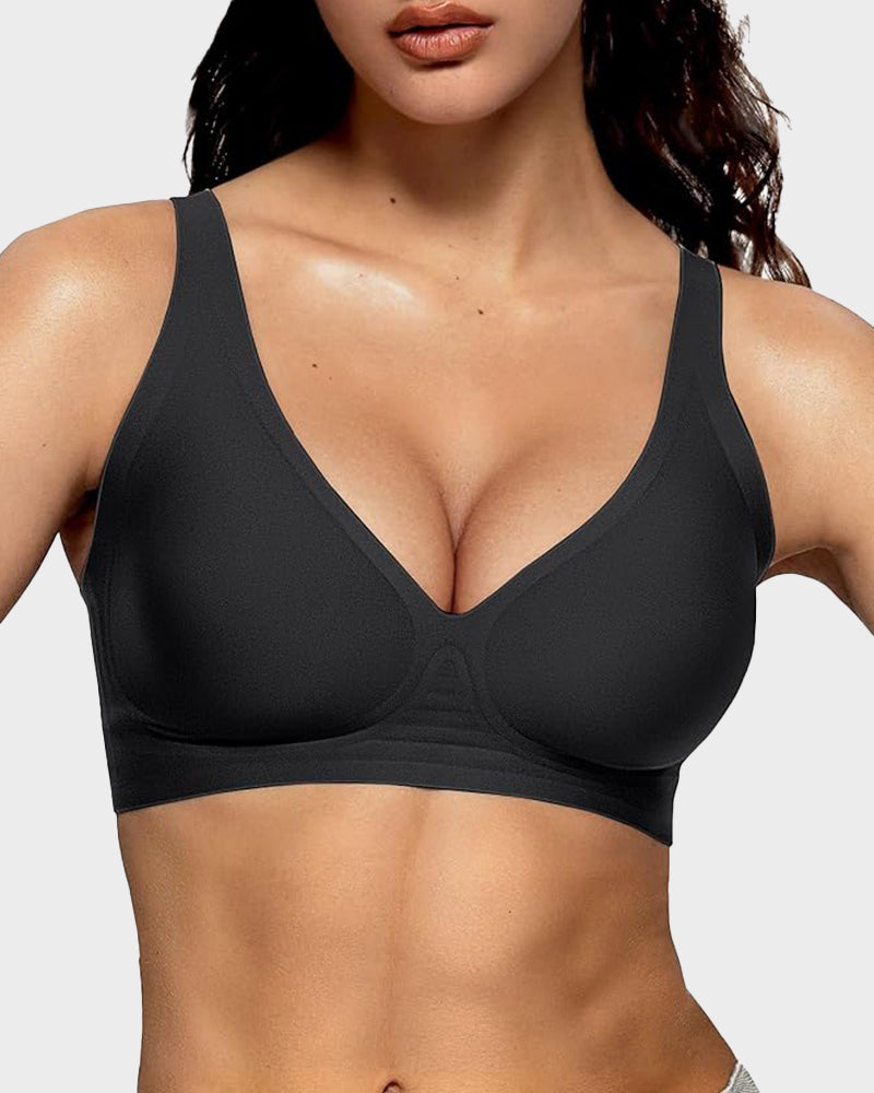 Brasier Push-Up sin Varillas con Escote Profundo en V y sin Costuras