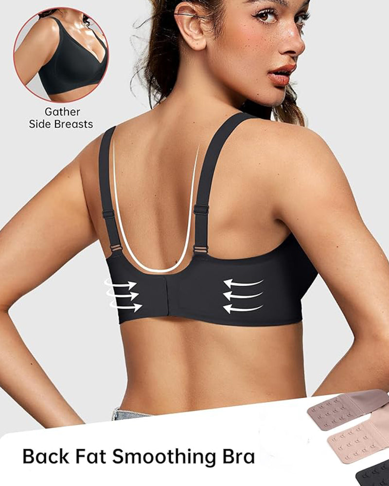 Brasier Push-Up sin Varillas con Escote Profundo en V y sin Costuras