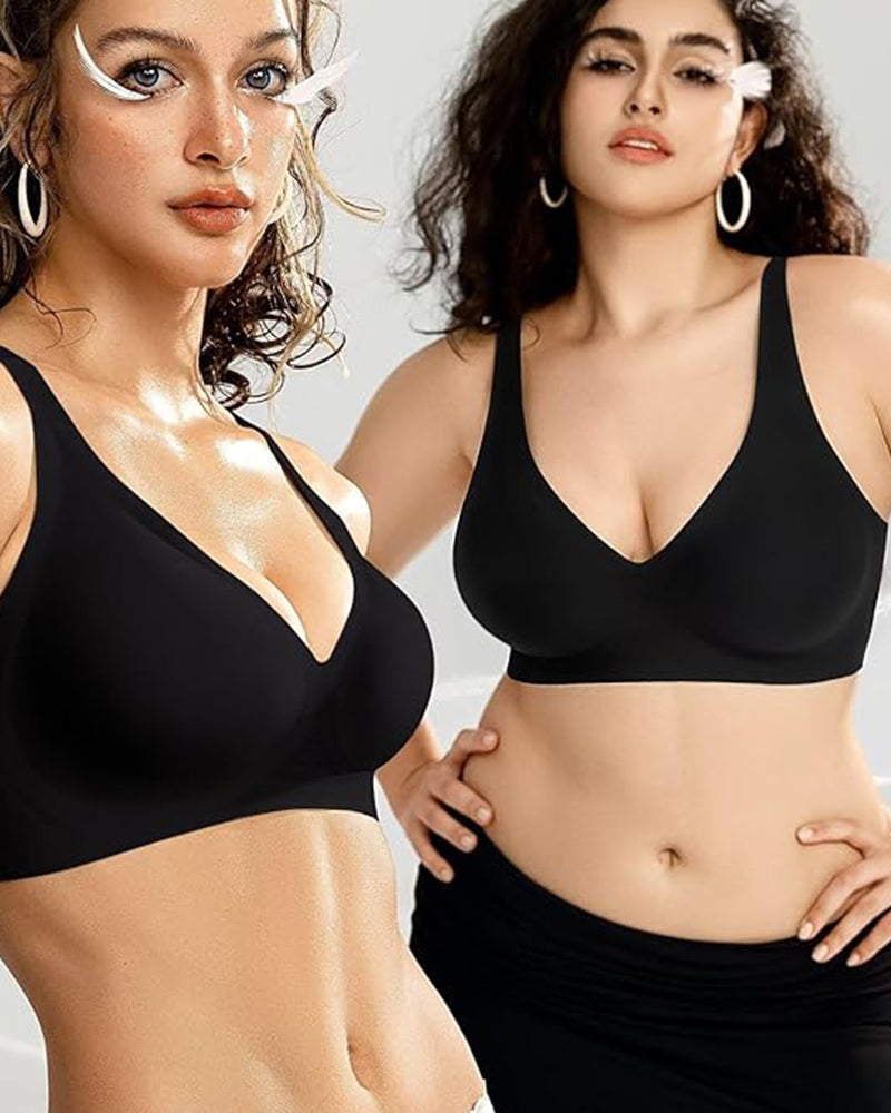 Brasier Push-Up sin Varillas con Escote Profundo en V y sin Costuras