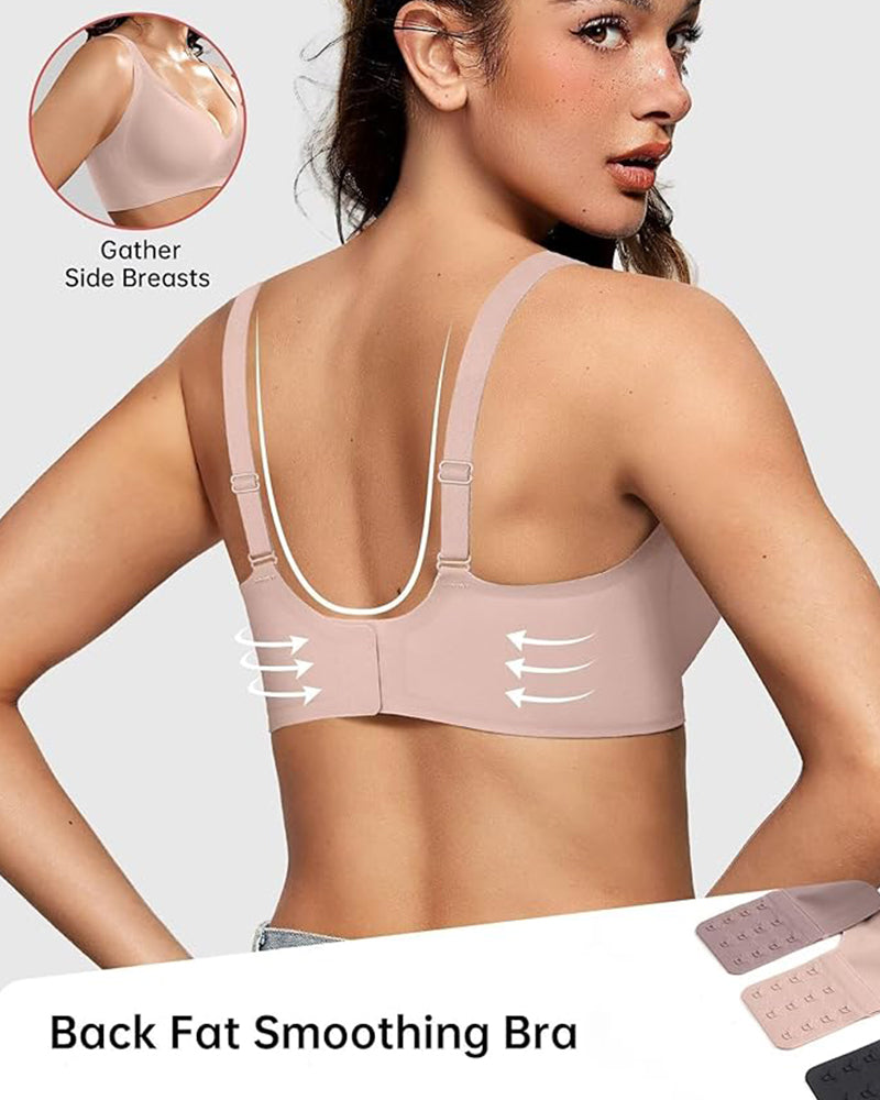 Brasier Push-Up sin Varillas con Escote Profundo en V y sin Costuras