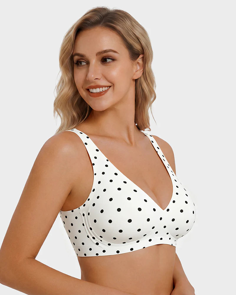 Brasier sin varilla push up para mujer, escote profundo en v, tirantes anchos, moldea la espalda, cómodo y sin costuras