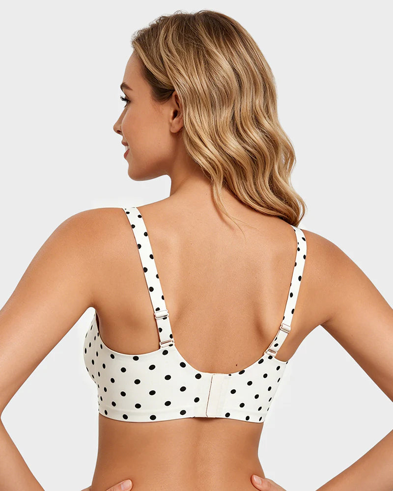 Brasier sin varilla push up para mujer, escote profundo en v, tirantes anchos, moldea la espalda, cómodo y sin costuras