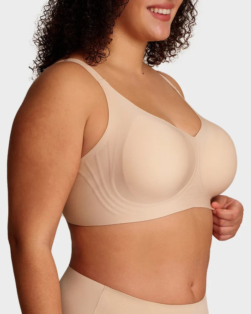 Bralette cómodo con realce, sin costuras y de cobertura completa para uso diario
