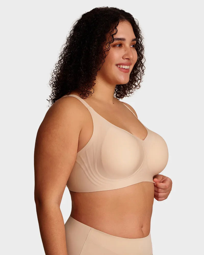 Bralette cómodo con realce, sin costuras y de cobertura completa para uso diario