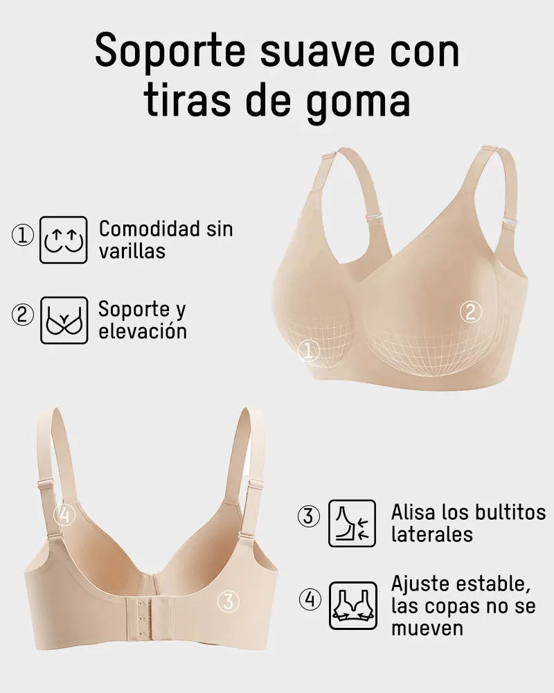 Bralette cómodo con realce, sin costuras y de cobertura completa para uso diario