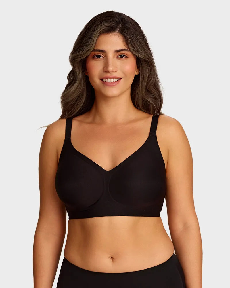 Bralette cómodo con realce, sin costuras y de cobertura completa para uso diario