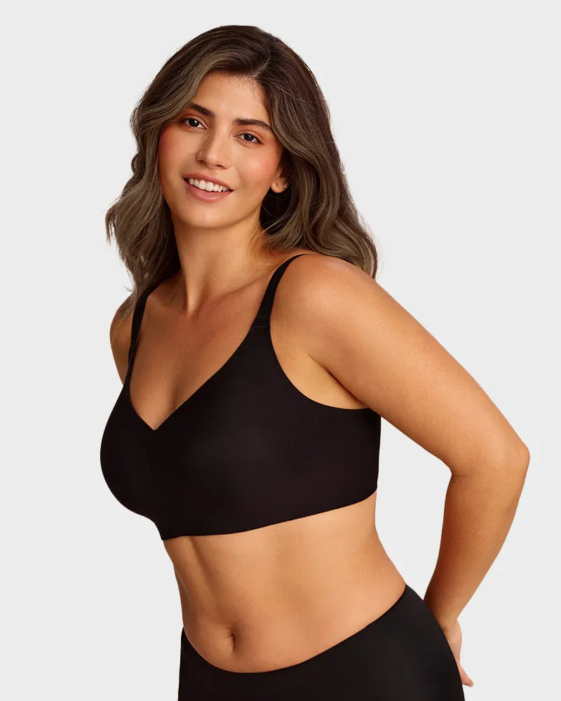 Bralette cómodo con realce, sin costuras y de cobertura completa para uso diario