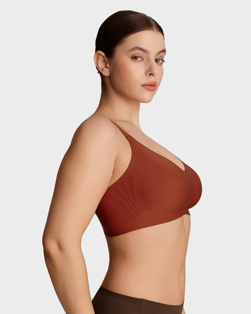 Bralette cómodo con realce, sin costuras y de cobertura completa para uso diario