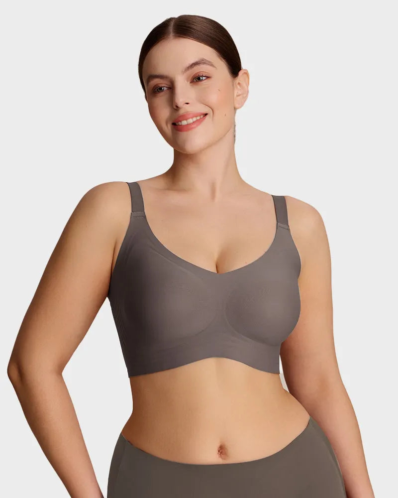 Bralette cómodo con realce, sin costuras y de cobertura completa para uso diario