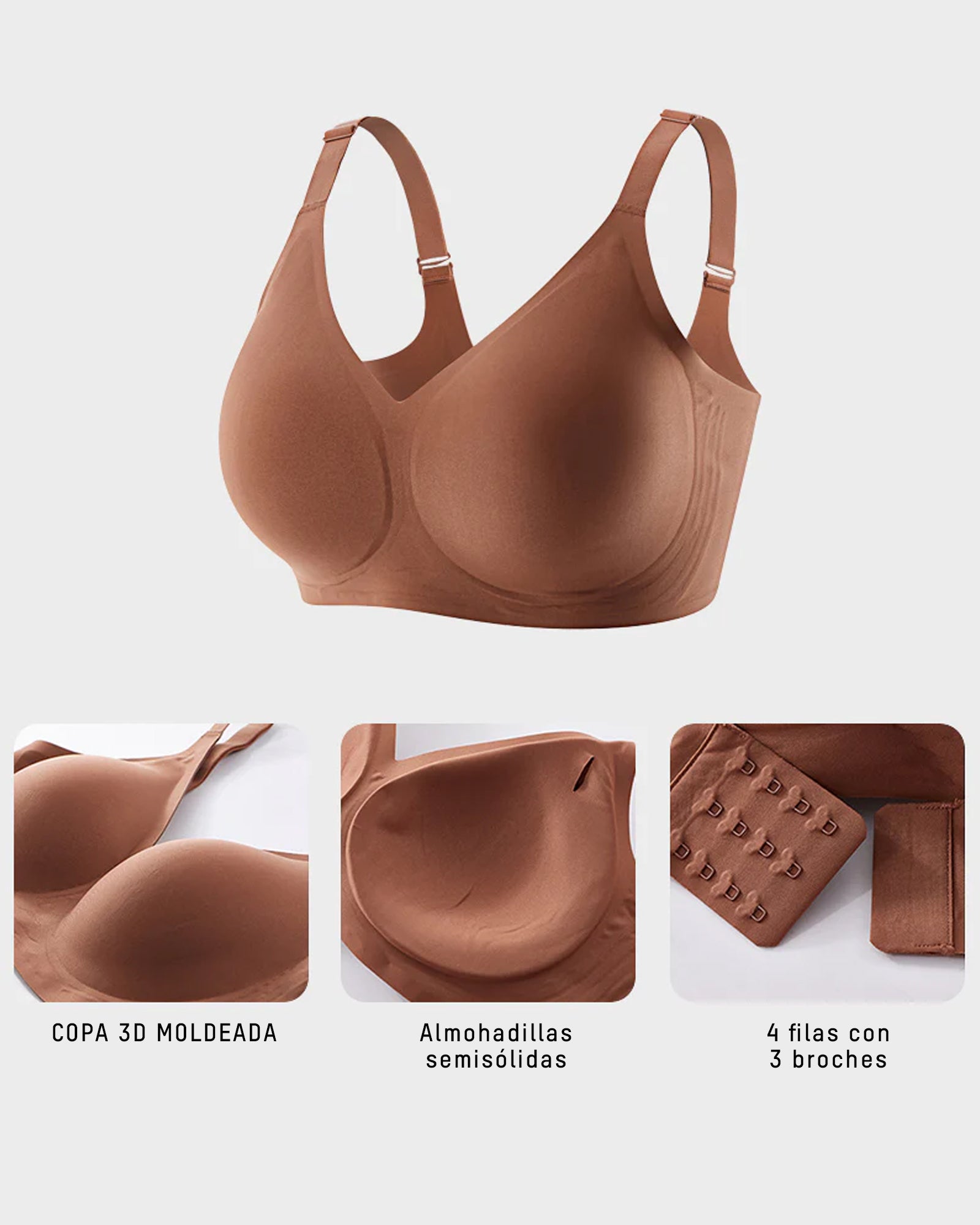 Sostén inalámbrico con tira de gel suave y cómoda sin costuras