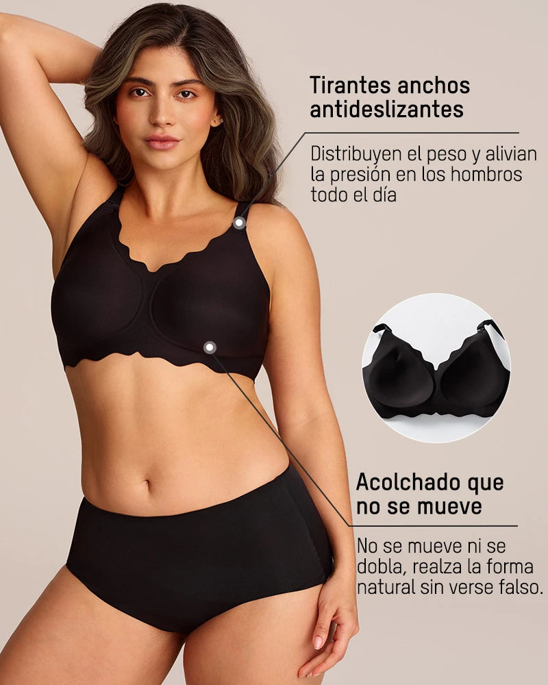 Sujetador Jelly Sin Aros de Cobertura Total con Borde Ondulado