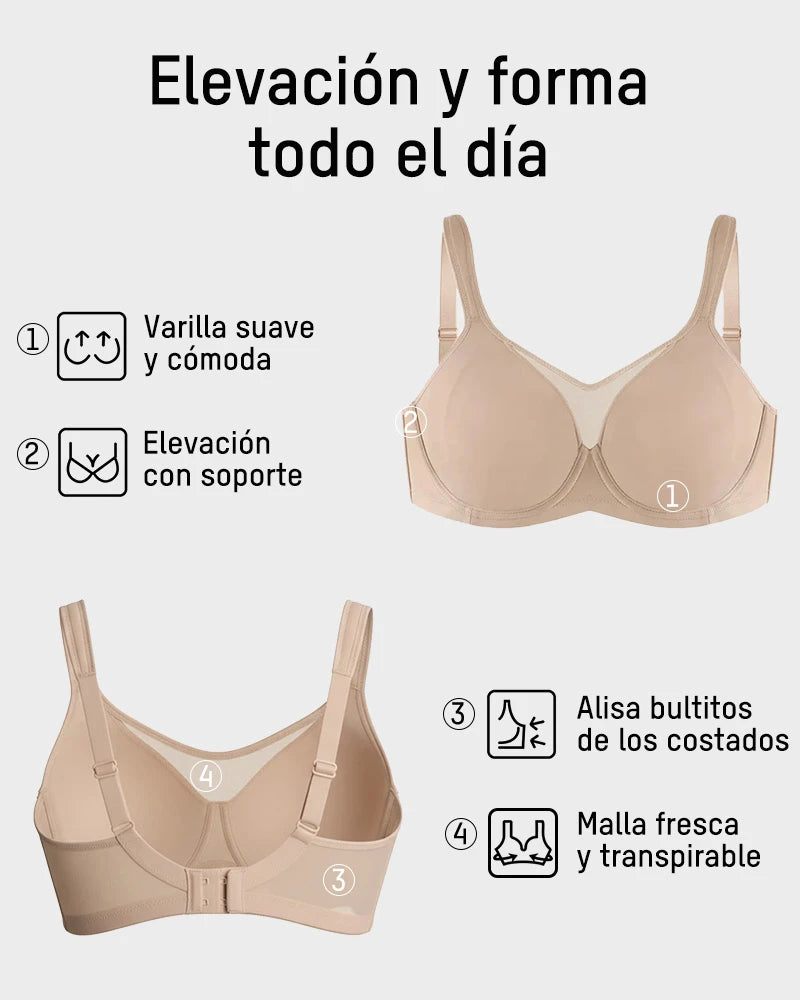 Brasier reductor con varillas, cobertura total con tirantes anchos y espalda alisadora